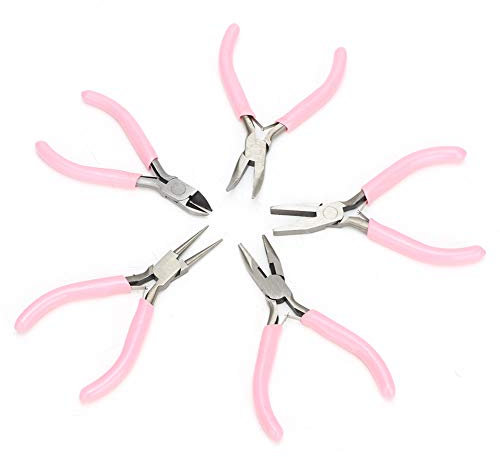 Zangensatz für Handarbeit, Mini-Zange aus pinkfarbenem Metall, 4-in-1 Set Cutter Craft Jewelry Tool, Inklusive Drahtschneider, Spitzzange, Seitenschneider