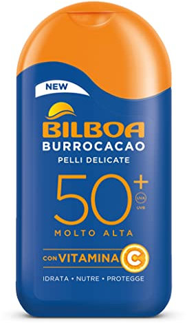 Bilboa Lippenbalsam mit LSF 50+, sehr hoher Sonnenschutz für empfindliche Haut, Formel mit Vitamin C, spendet Feuchtigkeit, pflegt und schützt, dermatologisch getestet, 200 ml