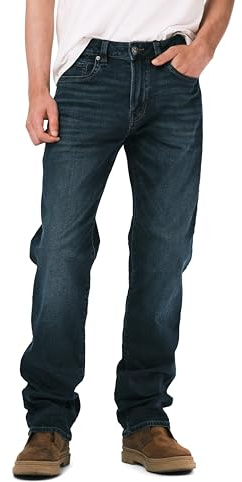 Buffalo David Bitton Men's Driven Straight Leg Jean, Crinkled And Sanded Indigo, 42 32