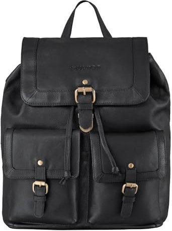 STILORD 'Nora' Großer Lederrucksack Vintage Hochwertiger Daypack 13.3 Zoll Rucksack-Handtasche für Schule Office Uni Freizeit Büro Echtes Leder für Damen und Herren, Farbe:schwarz