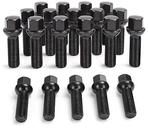 M14x1.5 Lug Bolts for Audi A4 S4 A5 Wheel Spacers, 20Pcs Extended Ball Seat Lug Bolts with 40mm Shank for Audi A6 A3 S6 S3, Aftermarket Black Lug Bolts for Volkswagen Jetta Tiguan Passat
