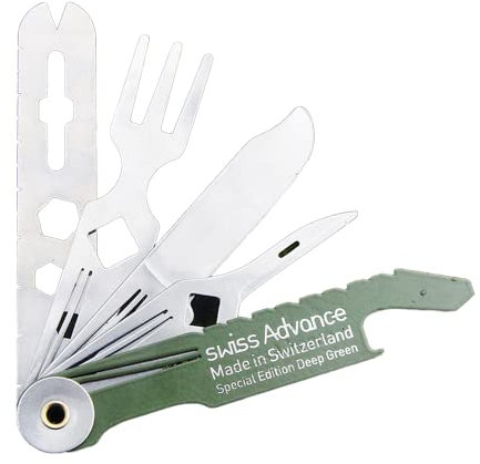 Swiss Advance CRONO N5 Taschenmesser Grün I Multitool-Messer mit Flaschenöffner I platzsparendes Outdoor Messer aus 5 Teilen I Survival Messer