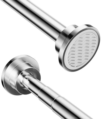 Jadeshay Barra para Armario Extensible, 40-55cm Riel tubo para Ropa Ajustable de Acero Inoxidable con Base Redonda para Armario de Dormitorio Ventana de Balcón