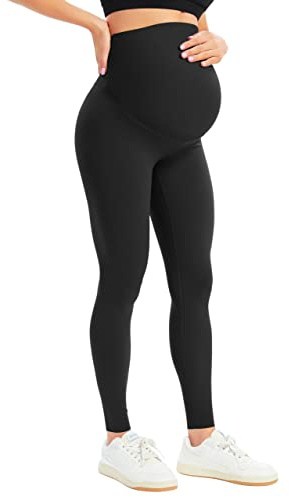 BONVIGOR Women's Maternity Leggings Over The Belly Bump Workout Full Length Leggings Running Active Yoga Pants