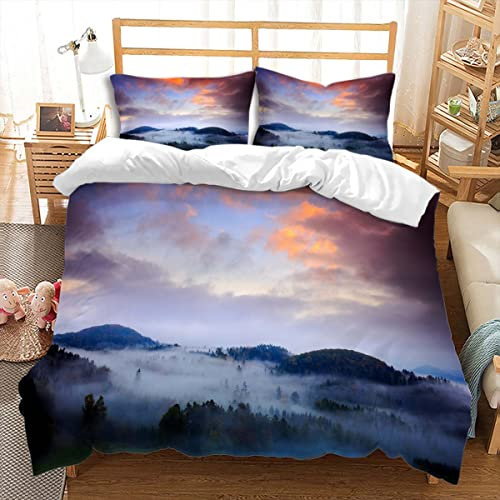 huitutu Bettwäsche 135x200cm 2 teiliges Mikrofaser Farbe Himmel Muster atmungsaktives Bettwäsche Set weich mit Reißverschluss Farbe Bettbezug und 1 Kissenbezug 80x80cm