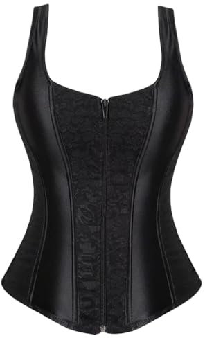 KUOSE Damen Shapewear Korsett Vintage Gothic Vollbrust Corsage Top mit Träger