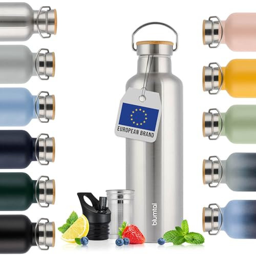 Blumtal Thermosflasche 500ml - doppelwandige Trinkflasche Edelstahl 500ml - Isolierflasche 500ml BPA frei - Edelstahl Trinkflasche - Teeflasche - Trinkflasche Thermo - Sportflasche - Stainless Steel
