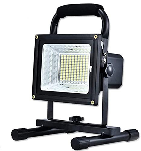 Proiettore da Cantiere a LED da 200 W, Faro da Lavoro Portatile Ricaricabile Nero, 130 LED, con Telecomando, Batteria da 24000 mAh, Impermeabile IP65