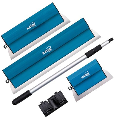 KATSU Tools Juego de Hojas de Desnatado para Paneles de Yeso, Espátulas de Acero Inoxidable de 25 + 40 + 60 cm, Tablero de Espátula de Alisado para Quitar Pared, Techo