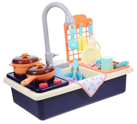 CLISPEED 1set Giocattoli Da Cucina Plastica Con Lavello e Lavastoviglie Elettrica Per Ragazzo Ragazza Gioco Di Ruolo Per Pulizia Senza Batteria Colore Blu Giocattolo Educativo Per