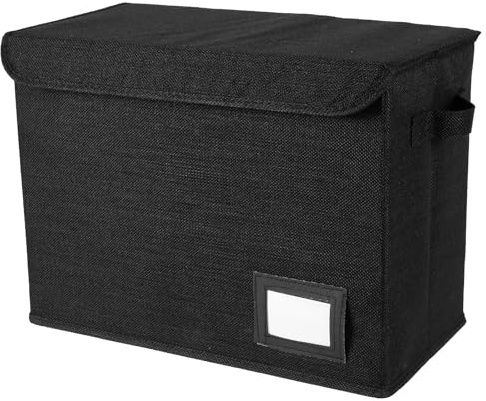 KEGAJEGA Caja de almacenamiento con tapa, 40 x 20 x 30 cm, cajas de almacenamiento para 150-180 cómics, cubos de almacenamiento resistentes, para casa, oficina, dormitorio, coche, (negro)