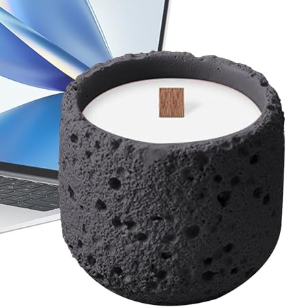 Portacandele per candele di tè | Tazza di cemento con effetto pietra per essenze, oggetto decorativo naturale, resistente al calore, per interni esterni, regalo per la casa