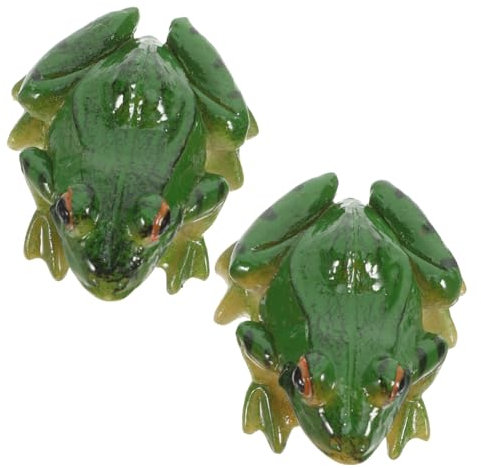 GRIRIW Figuras De Ranas Miniatura De Resina Realistas 2 Piezas, Decoración Ligera para Interiores y Exteriores, Adornos para Jardín y Micropaisajismo