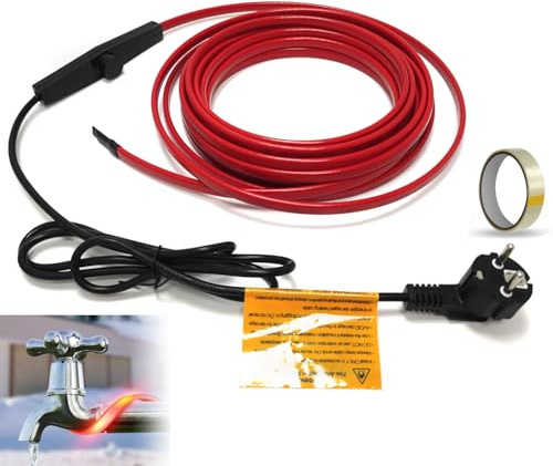 Frostschutz Heizkabel, Selbstregulierendes Heizkabel inkl. Thermostat und Schuko-Stecker, Rohrheizkabel für Rohrfrostschutz 25W/M 230V IP65, 14M.