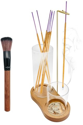 2 in 1 Glass Incense Holder and Burner with Ash Catcher and Stick Storage,Anti-Ash Flying, Mess-Free for Meditation Yoga Spa Gift Home Decor