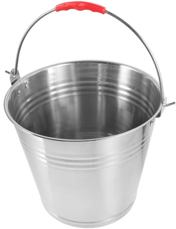 NUOBESTY Secchio in Acciaio Inossidabile per Alimentazione Cavalli e Raccolta Acqua Contenitore Profondo e Robusto con Manico Portatile Adatto per Mangime Latte e Uso Agricolo