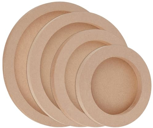 BENECREAT 4 pannello di Tela Rotondo, Pannelli Artistici In MDF Da 15 a 30cm per Dipingere Superfici In Legno, Pannelli Artistici Rotondi per Progetti Creativi di Decorazione Domestica