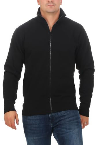 Happy Clothing Sweatjacke Herren Schwarz Größe 3XL - Sweatshirtjacke ohne Kapuze mit Stehkragen, innen angeraut, Zeitloses Design, Basic Regular Fit Jacke für Männer, für Arbeit, Übergang oder Alltag