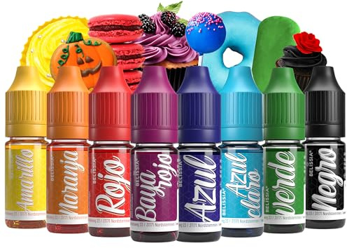 Belissia Lebensmittelfarbe Set – 8x10ml flüssig & hochkonzentriert – Lebensmittelechte Speisefarbe zum Backen, Kochen, Fondant & DIY - vegan, stark färbend, geschmacksneutral