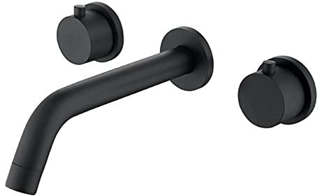 Wall Mounted Bath Taps Black Double Lever Sink Taps for Bathroom Bathroom Basin Mixer Tap Bathroom Taps Mixer Sink