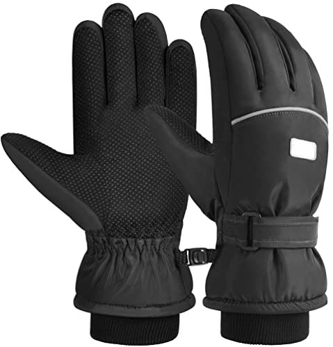 OOPOR Kinder Winter warme wasserdichte Skihandschuhe – rutschfeste Skating-Handschuhe, Thermo-Winterhandschuhe, verdickte Schneehandschuhe, Outdoor-Sport, winddichte Handschuhe für Fahrrad, Jungen, Mä