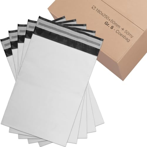 verpacking Enveloppe plastique 180x250 mm Blanc/Noir [taille et nombre au choix] Opaque Coex Sacs d'expédition pour vêtements Autoadhésifs Sacs d'emballage Films d'expédition 200 pièces