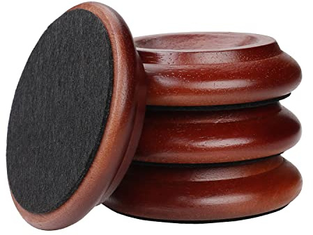 4 Pcs Solid Wood Upright Piano Caster Cups,Furniture Caster Cups,HilerPunk Sofas Beds Chairs Wheel Caster Cups Pads,with Non-Slip & Anti-Noise Felt Pads,for Hardwood Floor Protectors-Dark Brown