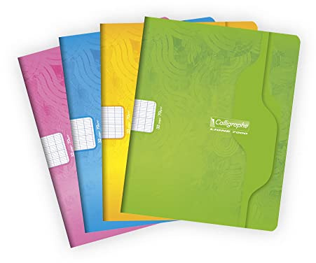 Clairefontaine 7002C – förpackning med 25 häften Calligraphe, 17 x 22 cm, fransk linjering, 70 g, 16 ark, blandade färger, 1 förpackning