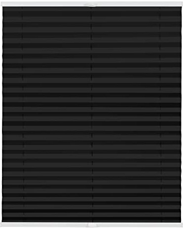 Lichtblick Plissee Klemmfix nach Maß, ohne Bohren, verspannt, lichtdurchlässig, Blickdicht, Made in Germany - Schwarz 40 cm x 100 cm (B x L)