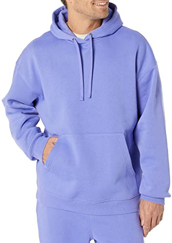Amazon Essentials Men's Oversized-Fit Heavyweight Hooded Sweatshirt (Available in Big & Tall), Purple Blue, Medium