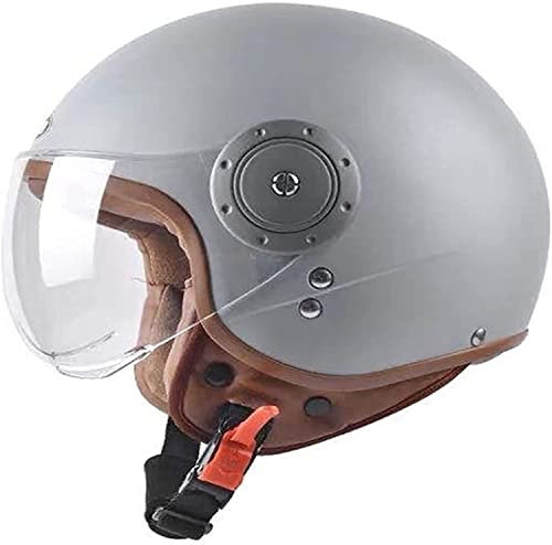 NAIQIALUO Casco Moto Open Face 3/4 Bluetooth, Mezzo Casco Retro Casco Semi-Aperto Moda Approvato DOT/ECE con Occhiali Protettivi Caschi Uomo Donna Casco Scooter A