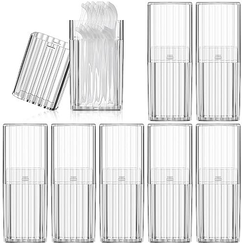 Dandat 8 Stück Projektaufbewahrungskoffer Tragbare Kreative Aufbewahrungsbox Dental Zahnstocher Halter Floss Qtip Reiseetui Transparent Flosser Spender Behälter für Zahnreinigung Wattestäbchen (Weiß)