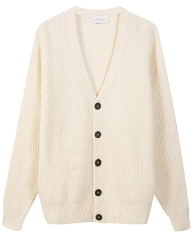 Diana Studio - Cardigan in Lana Bianco Perla, Uomo, maniche lunghe, Taglia L, Regular Fit