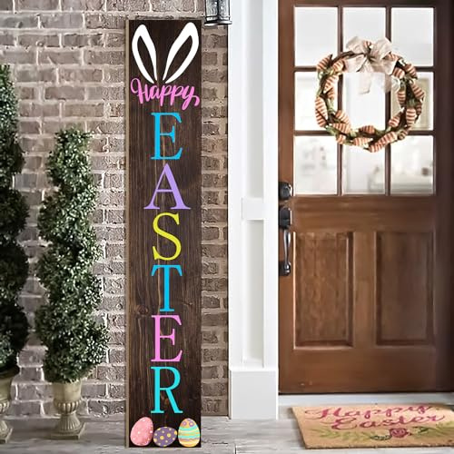 JYKCUL Easter Vertical Porch Sign for Welcome Front Door Rustic Tall Welcome sign for Front Porch Standing Farmhouse Door Porch Decoration 47.2H