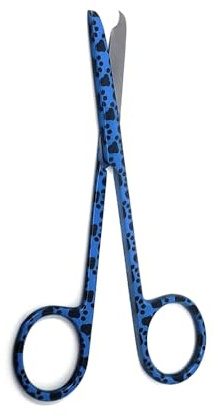 Embroidery Scissors Multipurpose Mini Sewing Shears One Hook Blade 4.5 Nippers for Cutting Light Fabric, Thread, Cross-stitch, Applique, Needlework, Yarn, Stainless Steel (Blue Paws)