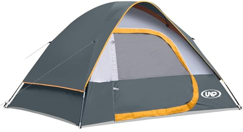 UNP Tente 3 Personnes, ImperméAble, Coupe-Vent, avec Pare-Pluie, Facile à Installer, Tente DôMe Portable pour Camping Vent Imperméable avec Rainfly, 240 X 210 X 120 cm (Gris, 3)
