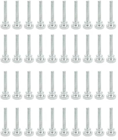 M4 Schrauben, LERANXIN 40 Stück Rändelschraube M4 × 25mm, Verzinkt Kohlenstoffstahl Klemmschraube M4 für Mechanische Geräte, Instrumentierung und Haushaltsgeräte