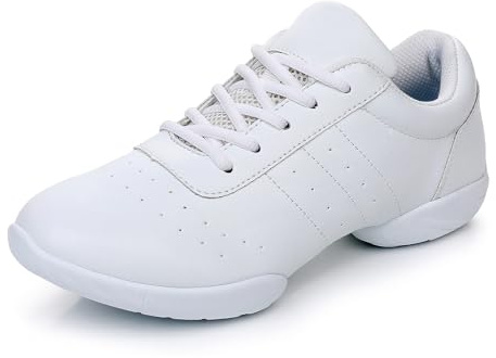SWDZM Chaussures de Cheerleading de Danse Modern Jazz Femme Sneakers Extérieur,Blanc,Semelle en Caoutchouc,38.5EU
