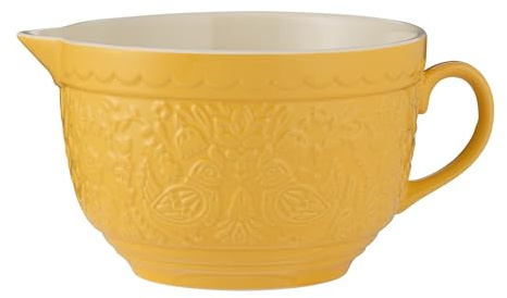 Mason Cash Home to Roost Batter Bowl | 2.3L Stoneware Mixing Bowl with Handle, Pouring Lip & Embossed Hen & Cockerel Design | Classic Bakeware for Batters, Eggs & Cake Mixes