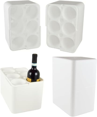 PZ 2 CONTENITORE PORTA BOTTIGLIE CANTINETTA IN POLISTIROLO PER 6 BOTTLES DA 0,50/0,75 LITRI POLYSTYRENE BOX ASPORTO SPEDIZIONE