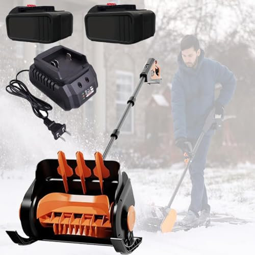 Quitanieves inalámbricos, barredora de nieve eléctrica con 2 baterías, mango ajustable, pala quitanieves a batería, pequeña pala quitanieves manual, camión quitanieves para patios, jardines y sender