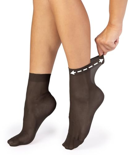alber's SENSITIVE 20 - Lot de 10 | Socquettes voilées 20 DEN pour femme, bord doux spécial, taille 36-41 | Noir