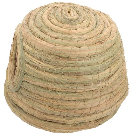 YARNOW Nido Tejido a Mano para Conejos y Hámsteres, Casa de Césped Natural Pequeña Tipo Castillo, Suministros para Mascotas Pequeñas, Cama y Escondite para Jaulas, Juguete Masticable