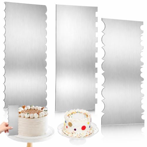 NEWJEK 3 Piezas Espátula Repostería Acero Inox 22 x 7,8 cm (A)