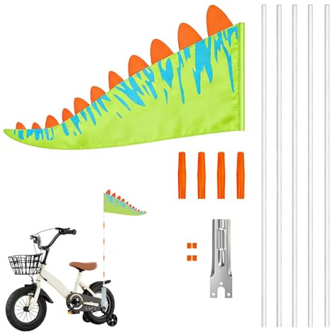 Wxeadu Bandera de bicicleta para niños, bandera ajustable para bicicleta infantil, banderín de bicicleta para niños con mástil, bandera reflectante para bicicleta infantil, bandera de bicicleta
