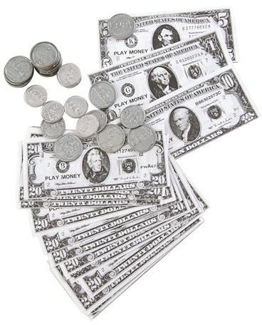P'TIT Clown - 15021 - Set de Monnaie USA - Lot Faux Billets Dollar, Fausses Pièces - Décoration, Accessoire Déguisement - Anniversaire, Soirées, Fêtes à Thèmes, Anniversaire - Plastique et Papier