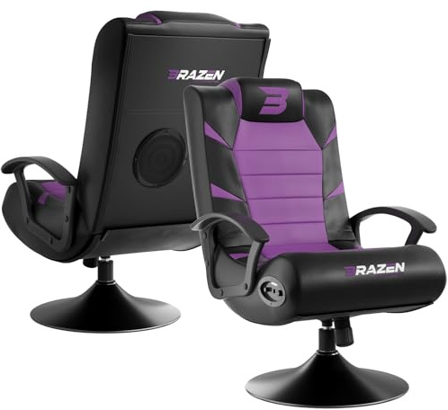BraZen Kids Gaming Chairs for Kids Gaming Chair with Speakers Subwoofer Bluetooth Compatible All Games Consoles Small Junior Foldable Rocker Video Games Chairs Speakers British Brand Pride – Purple