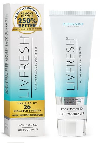 LIVFRESH Toothpaste Gel, Clinically Proven to Remove Plaque 250% Better, Improves Gum Health 190% Better, Prevents & Reduces Tartar, Peppermint