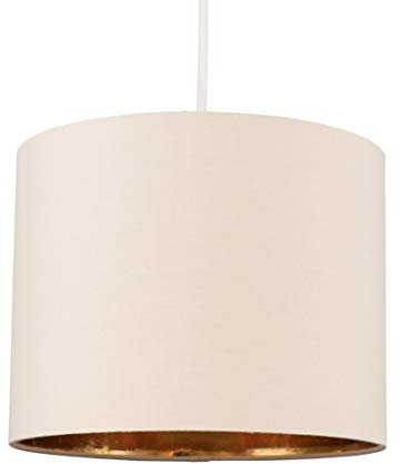 MiniSun | Small Modern Beige and Gold Drum Light Shade | Pendant Lights, Home Décor & Improvement Essential | 250mm Shade Width