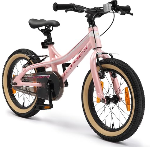 BIKESTAR Kinder Fahrrad Aluminium Mountainbike mit V-Bremse für Mädchen und Jungen ab 4-5 Jahre | 16 Zoll Kinderrad MTB | Türkis & Weiß